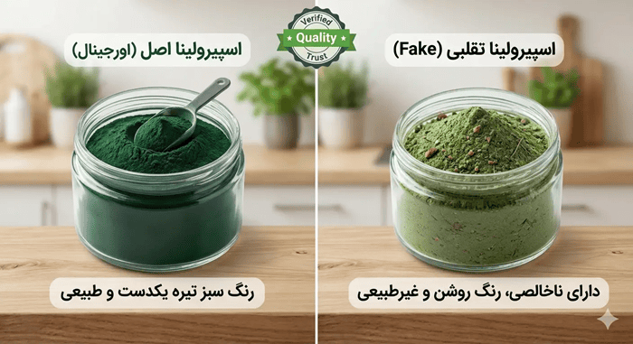 مقایسه اسپیرولینای تقلبی با اصل